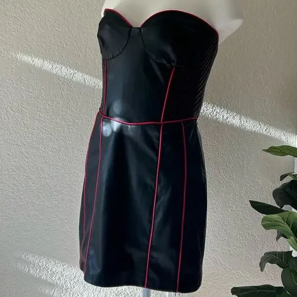 Zara faux leather sweet heart mini dress womens size large - Picture 3 of 10